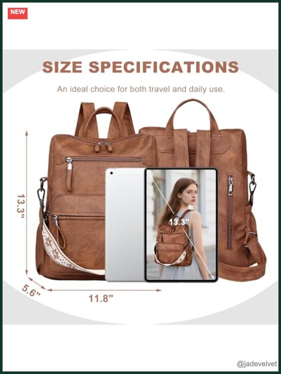 PU Leather Convertible Backpack Purse for Women Travel Work Shoulder Bag main image 4